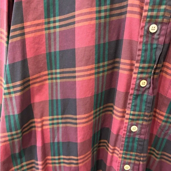 BurberryVTG Maroon and Green Plaid Button-Down Shirt - Picture 3 of 4